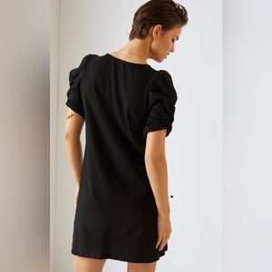 ANTHROPOLOGIE NEW Amadi Twist Puff-Sleeve Dress Medium Petite Black NEW